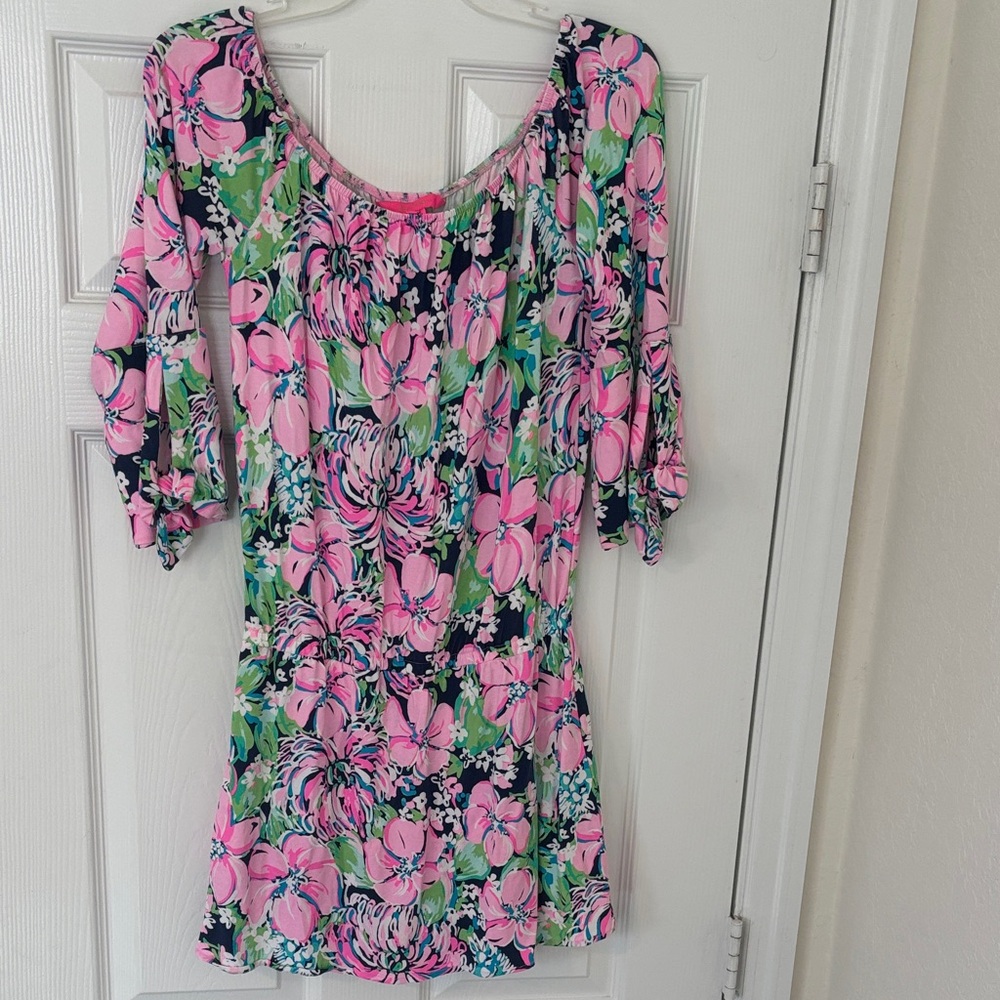 Lilly Pulitzer Floral Dress in Pink and Green